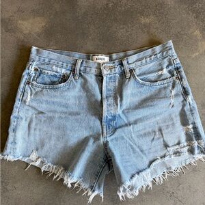 Agolde Distressed Light Blue Jean Shorts
